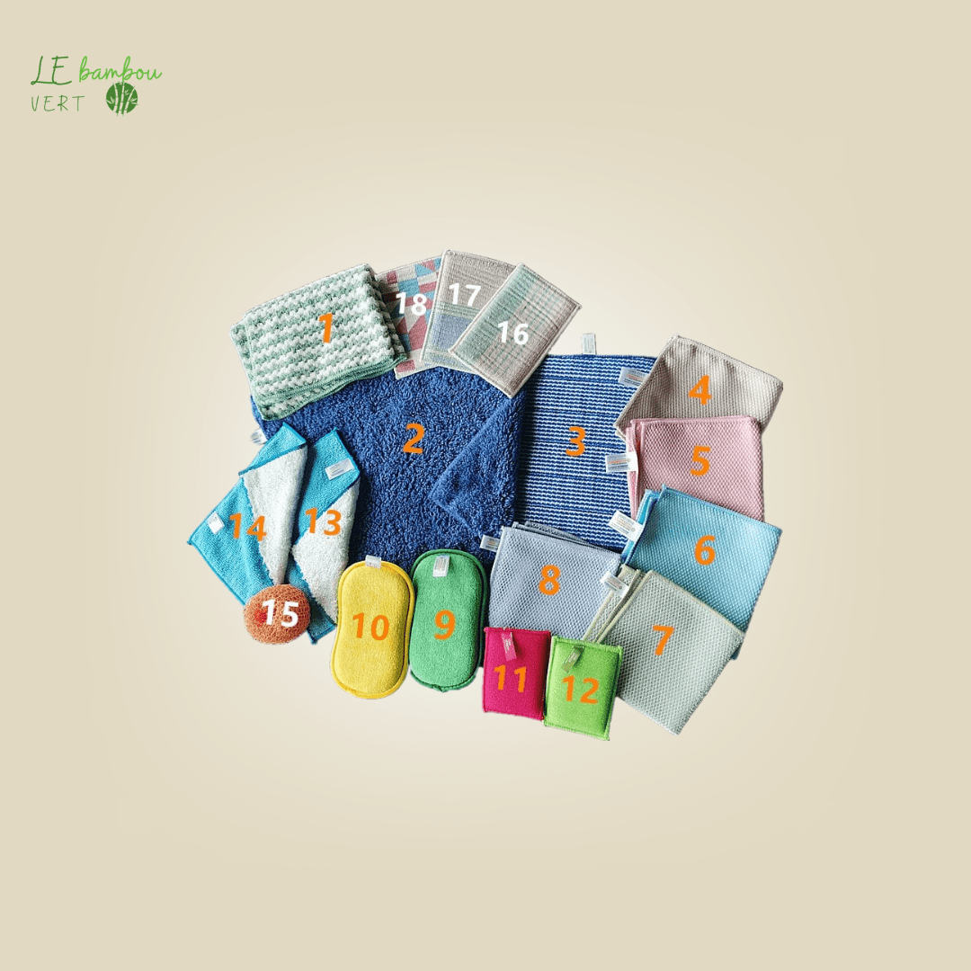 Ensemble de Nettoyage 18 pièces en Fibre de Bambou 1005002615875528-Random Color-18PCS gift bag le bambou vert