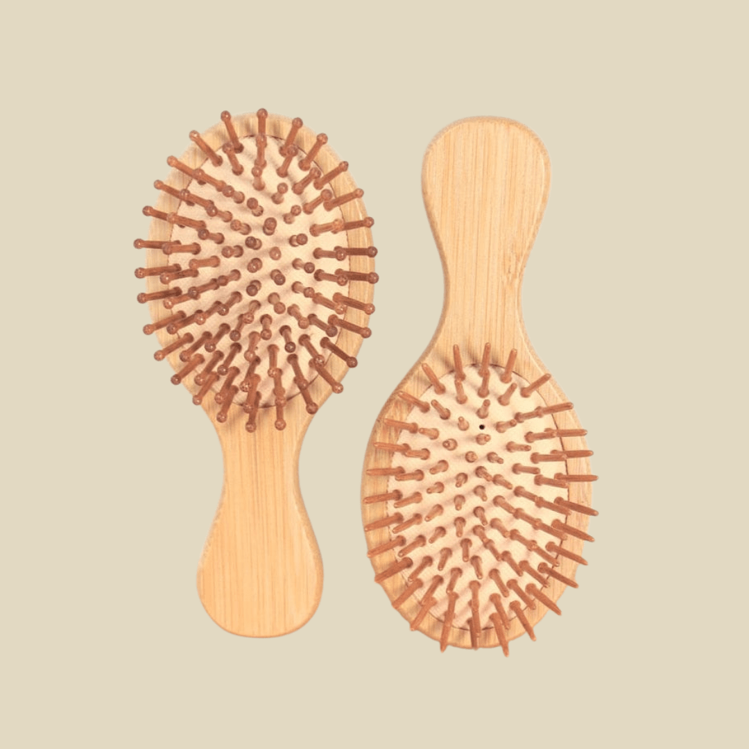Brosse à Cheveux Ronde en Bambou le bambou vert