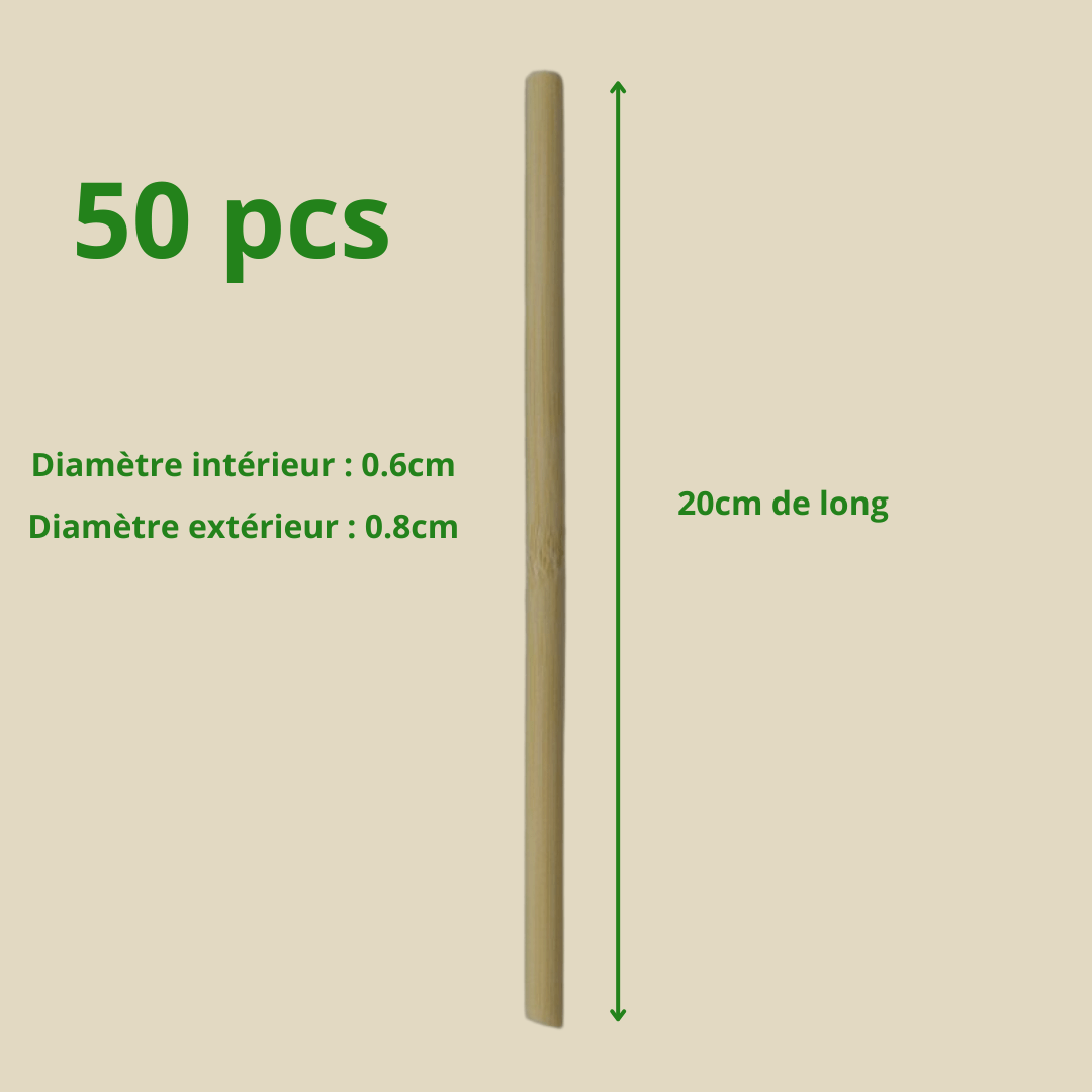 Paille De Bambou Naturel 50 Pcs Réutilisables 33034996790-50Pcs 0.6cm Straw le bambou vert