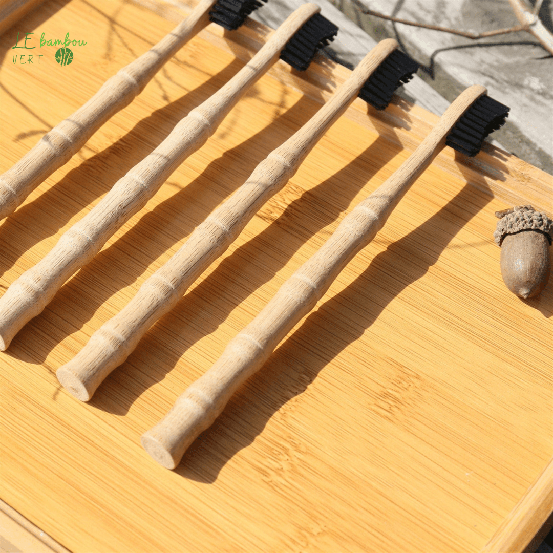 Brosse à Dents en Bambou Naturel Brosse au charbon le bambou vert