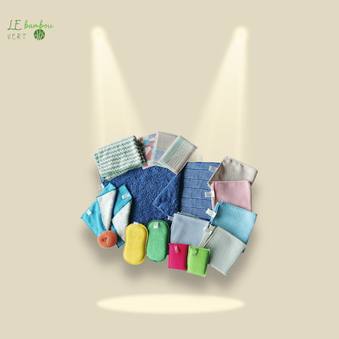 Ensemble de Nettoyage 18 pièces en Fibre de Bambou 1005002615875528-Random Color-18PCS gift bag le bambou vert