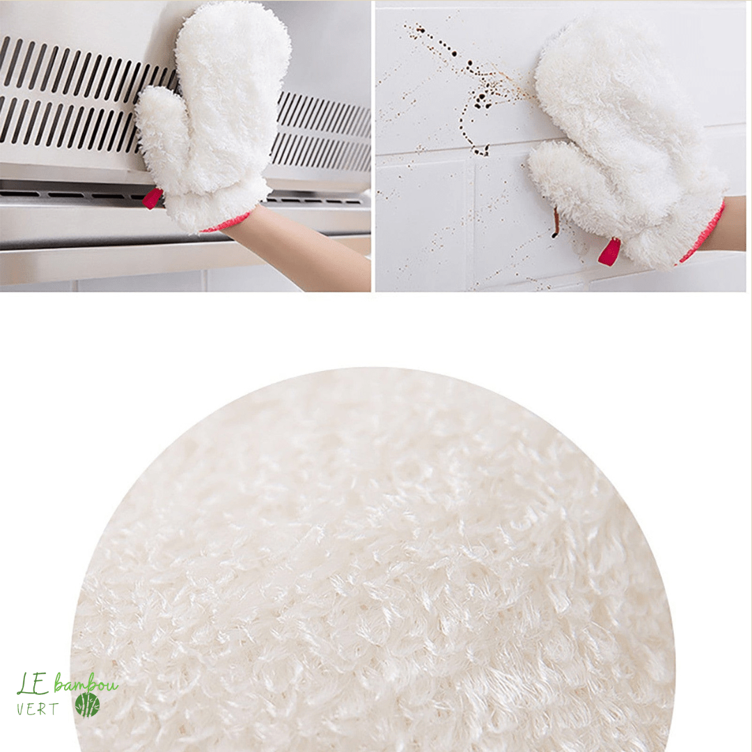 Gants de Vaisselle en Fibre de Bambou le bambou vert
