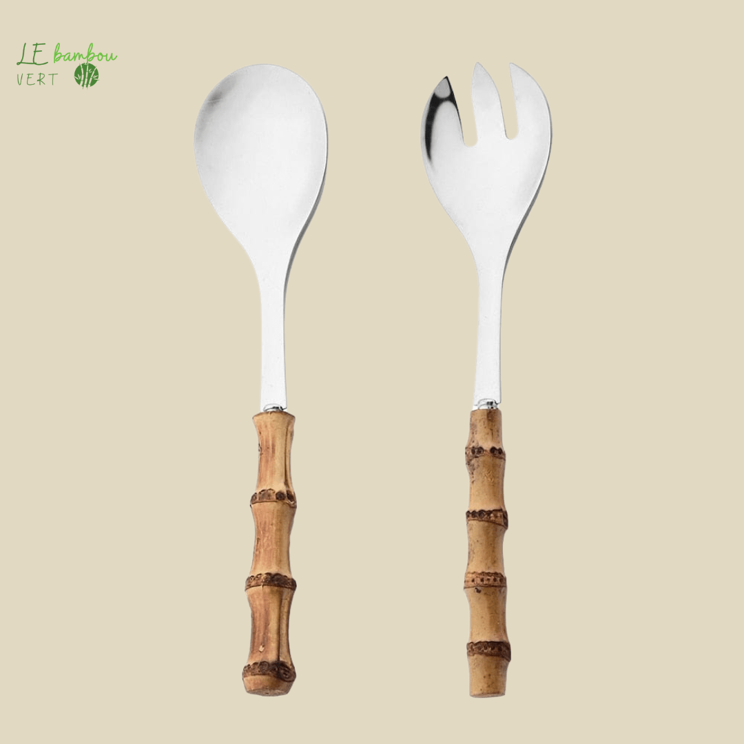Fourchettes à Salade en Bambou 2/4Pcs Argenté 1005004800722175-2Pcs Silver le bambou vert