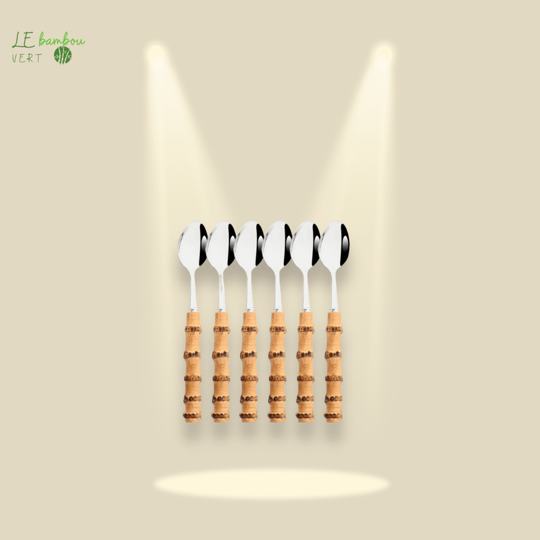 Grosses cuillères en bambou 6pcs Argenté 1005003985863160-6Pcs Dinner Spoon le bambou vert