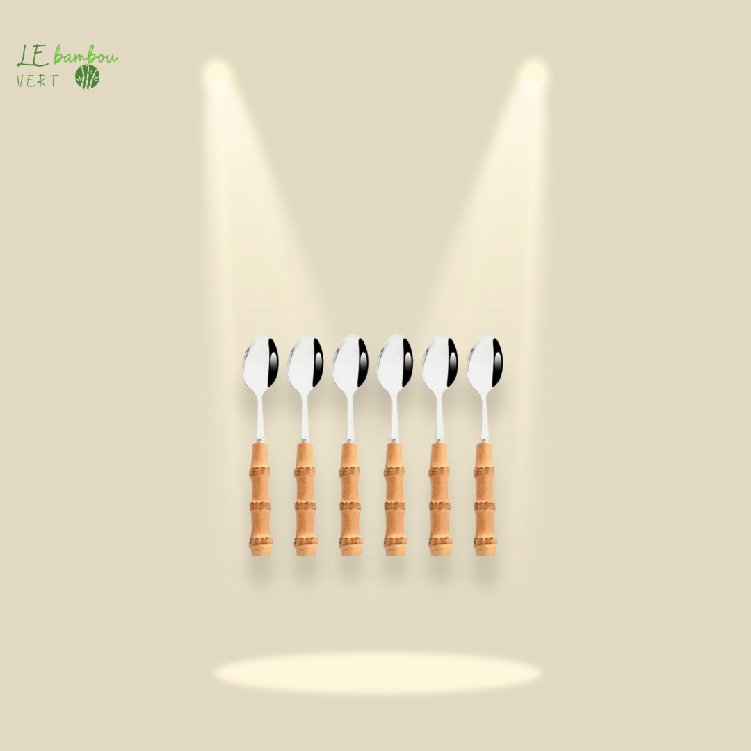 Petites cuillères en Bambou 6pcs Argenté 1005003985863160-6Pcs Teaspoon le bambou vert