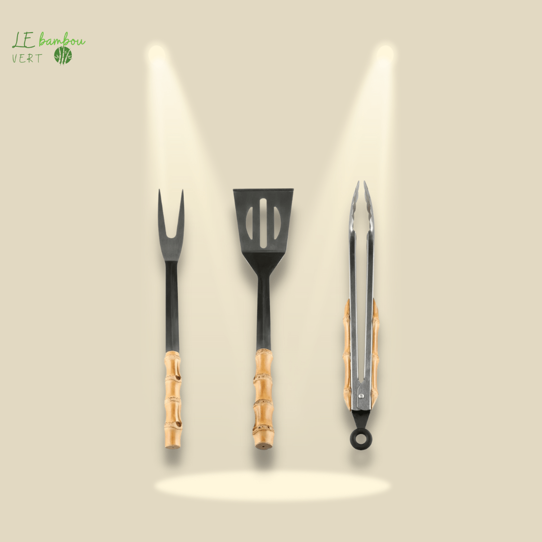 Ensemble d'accessoires de Barbecue en Acier et Bambou 3pcs 1005004447976232-Default Title le bambou vert