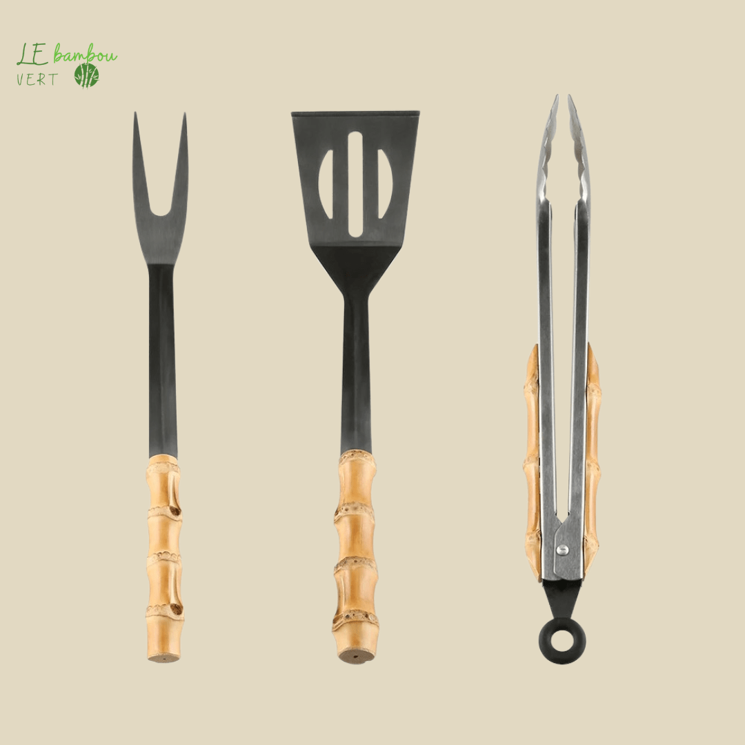 Ensemble d'accessoires de Barbecue en Acier et Bambou 3pcs 1005004447976232-Default Title le bambou vert