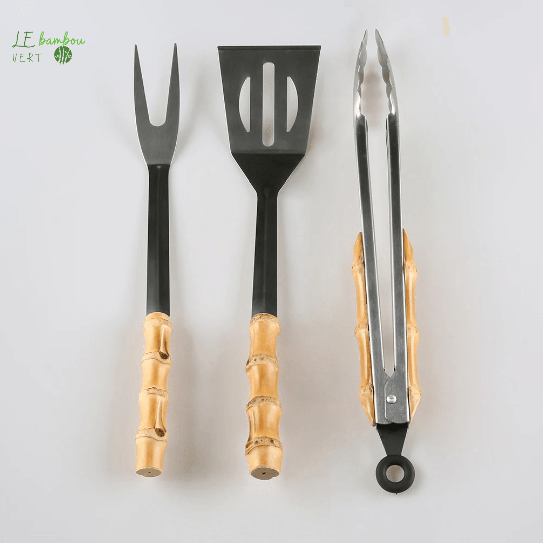 Ensemble d'accessoires de Barbecue en Acier et Bambou 3pcs 1005004447976232-Default Title le bambou vert