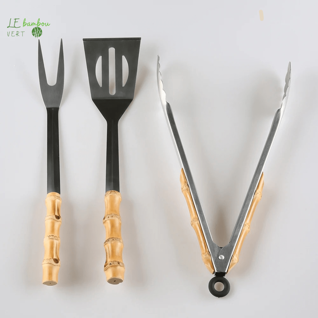 Ensemble d'accessoires de Barbecue en Acier et Bambou 3pcs 1005004447976232-Default Title le bambou vert