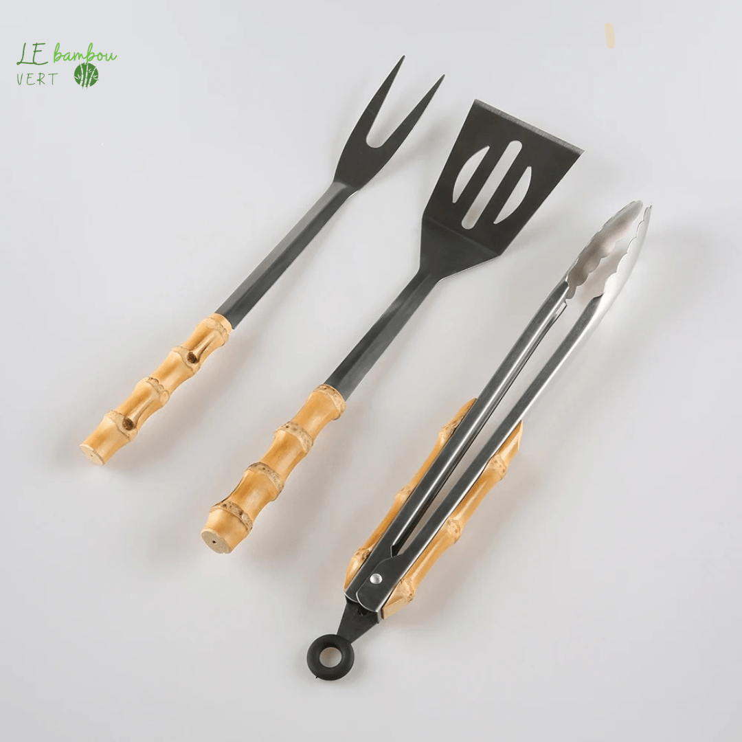 Ensemble d'accessoires de Barbecue en Acier et Bambou 3pcs 1005004447976232-Default Title le bambou vert