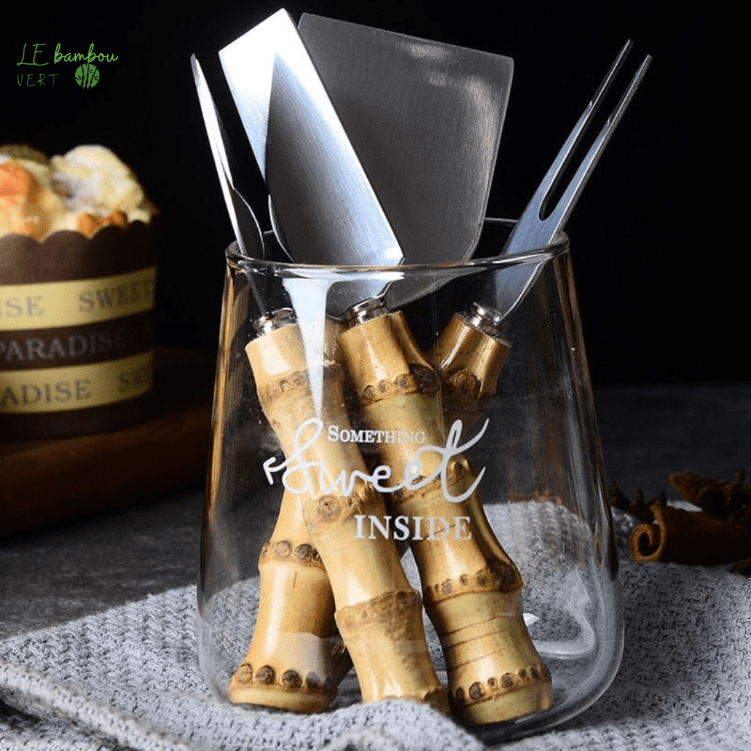 Ensemble d'ustensiles Premium pour Cuisine en Bambou le bambou vert