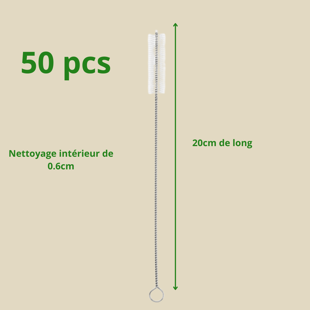 Paille De Bambou Naturel 50 Pcs Réutilisables 33034996790-50Pcs Brush 0.6cm le bambou vert