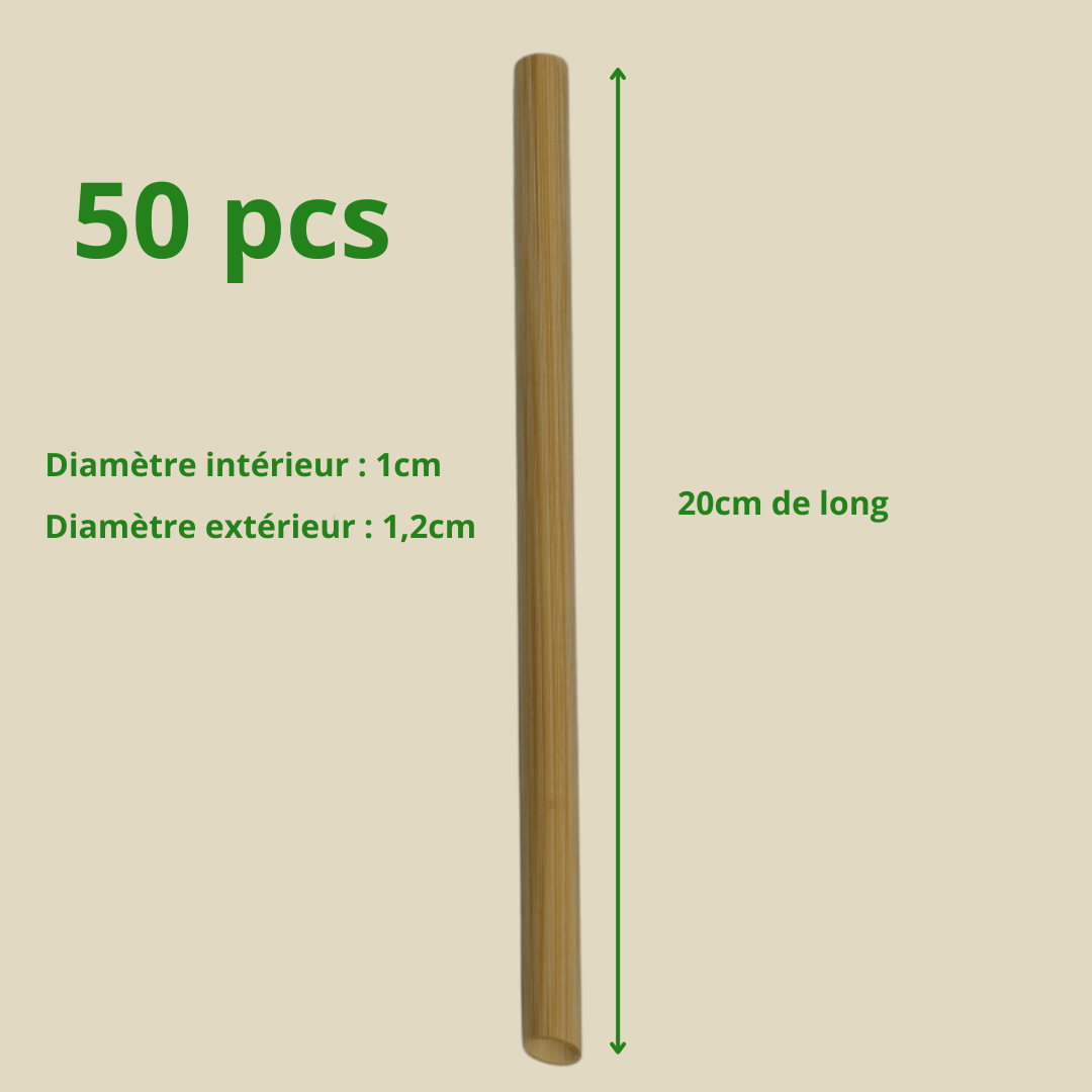 Paille De Bambou Naturel 50 Pcs Réutilisables 33034996790-50Pcs 1cm Straw le bambou vert