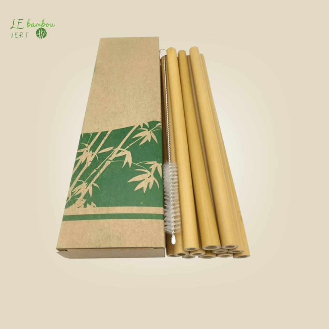 Pailles en Bambou Naturel 10pcs Réutilisables 1005003140368658-France-10pcs le bambou vert