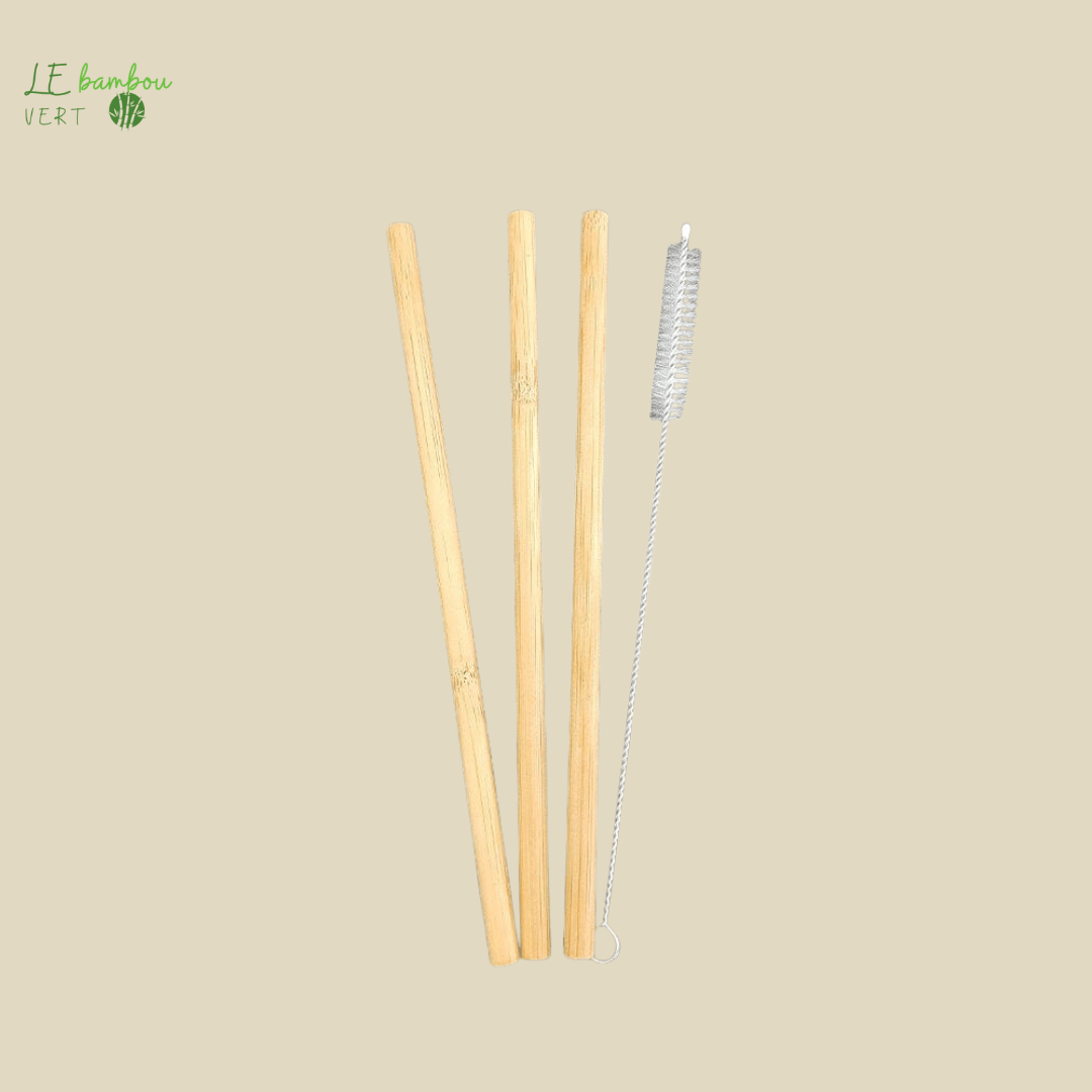 Paille en Bambou Naturel 3 pcs Réutilisable avec Brosse 1005001551637623-3 pcs for a set le bambou vert