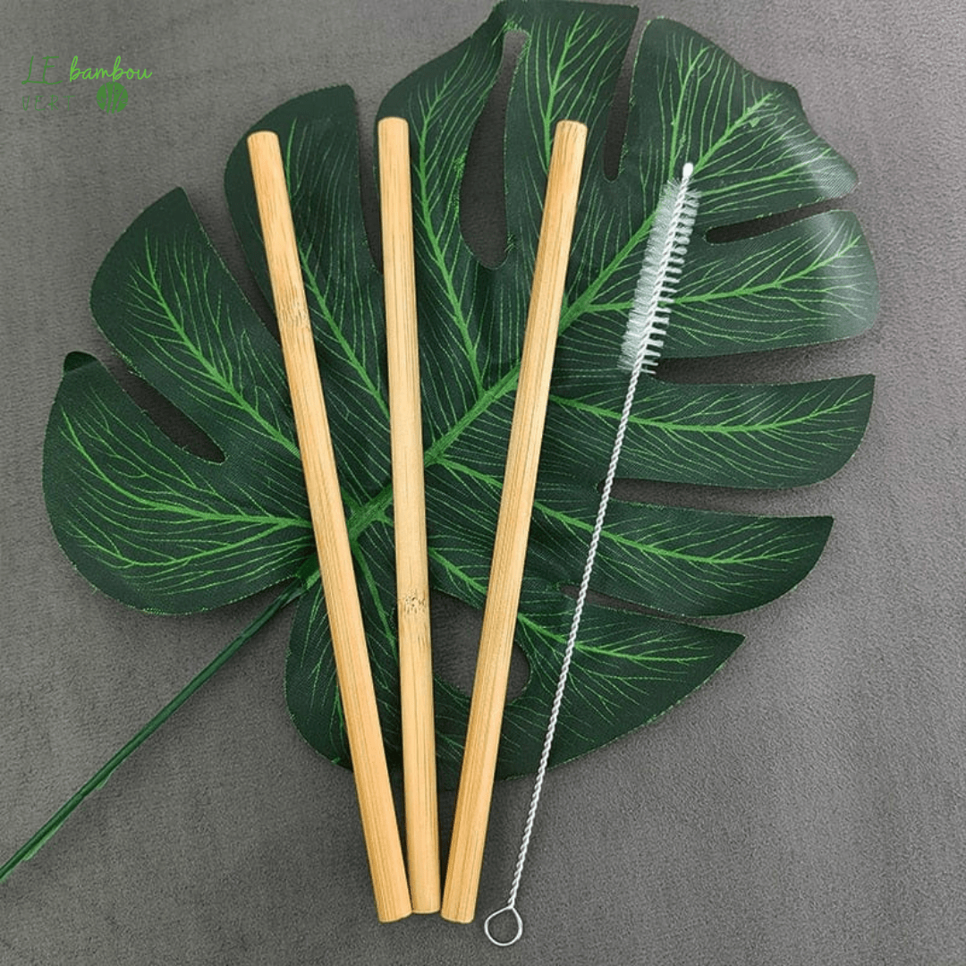 Paille en Bambou Naturel 3 pcs Réutilisable avec Brosse 1005001551637623-3 pcs for a set le bambou vert