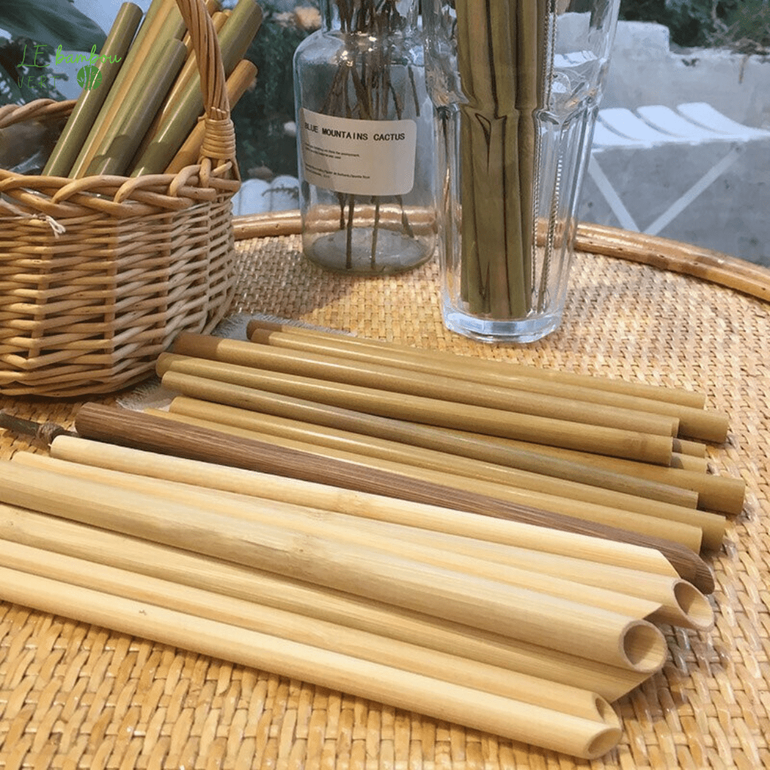 Paille De Bambou Naturel 50 Pcs Réutilisables le bambou vert