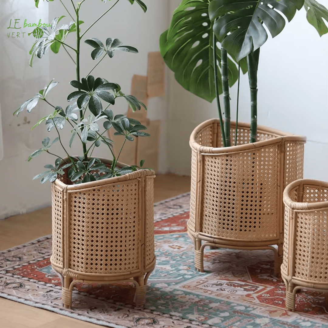 Support pour Pots de Fleurs Léger et Durable le bambou vert
