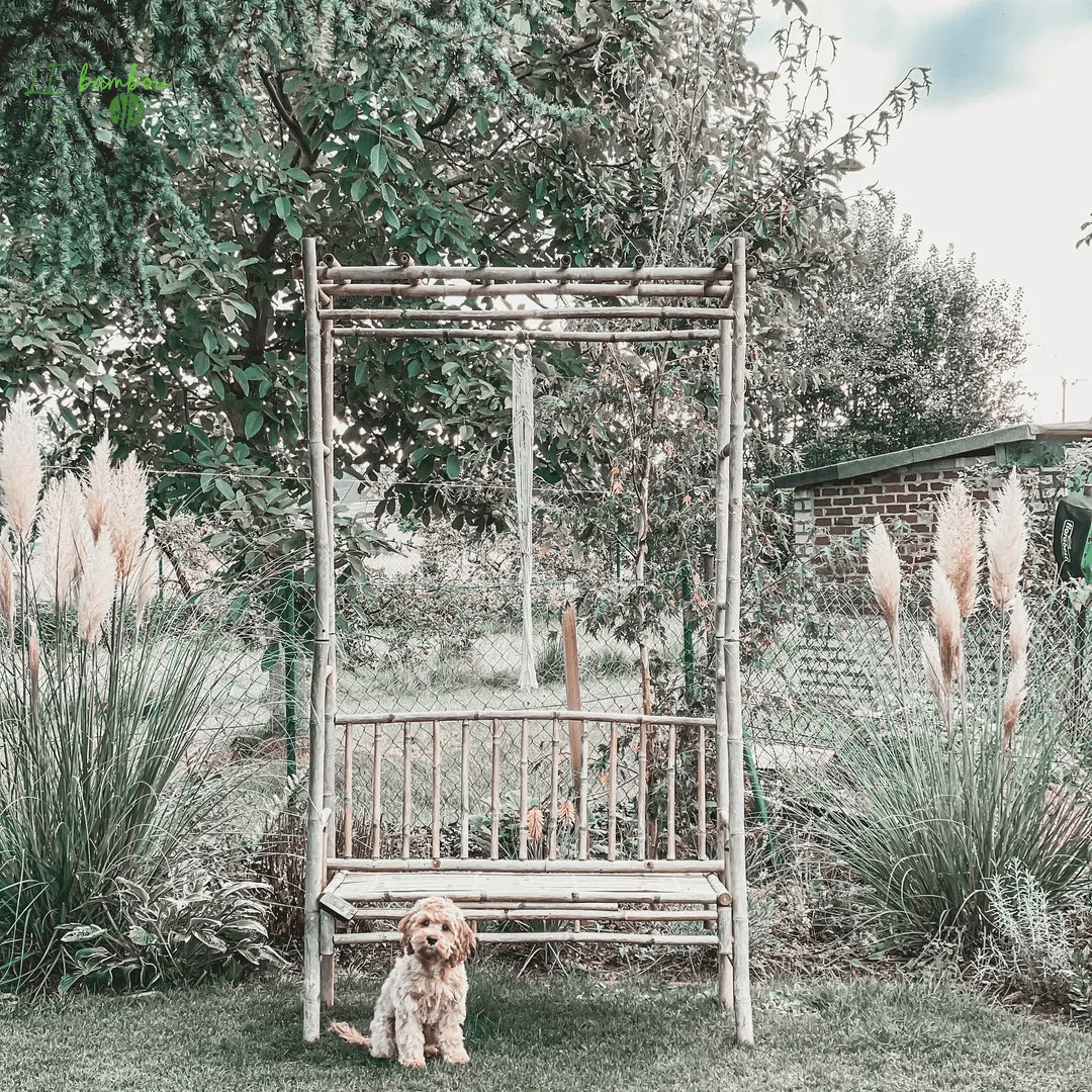 Banc de jardin en Bambou avec Pergola 8718475909187 41501 le bambou vert