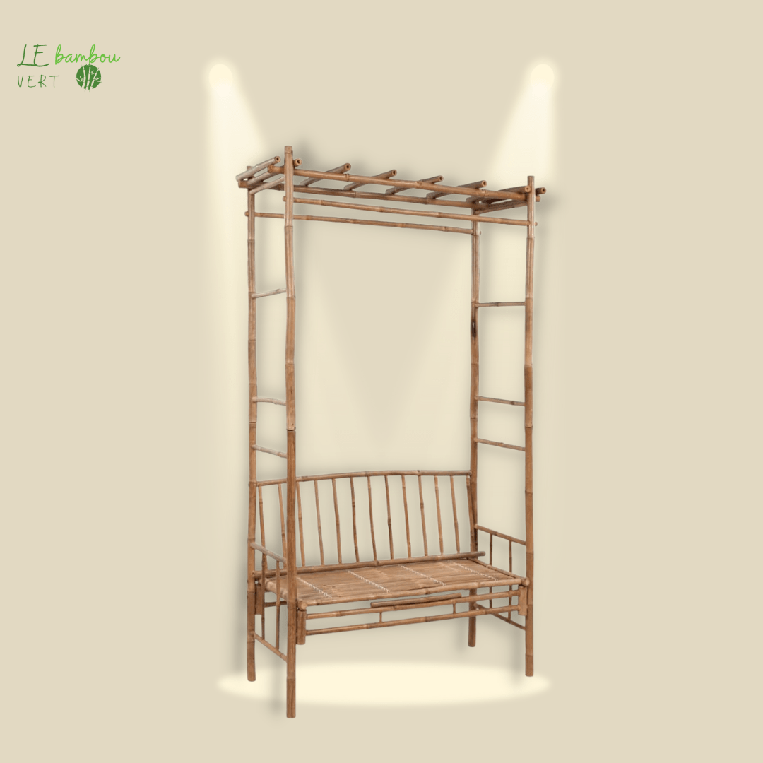 Banc de jardin en Bambou avec Pergola 8718475909187 41501 le bambou vert