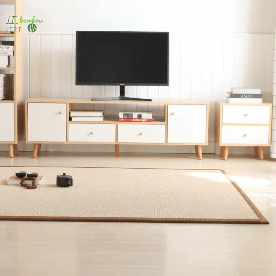 Tapis bambou style tatami crème le bambou vert