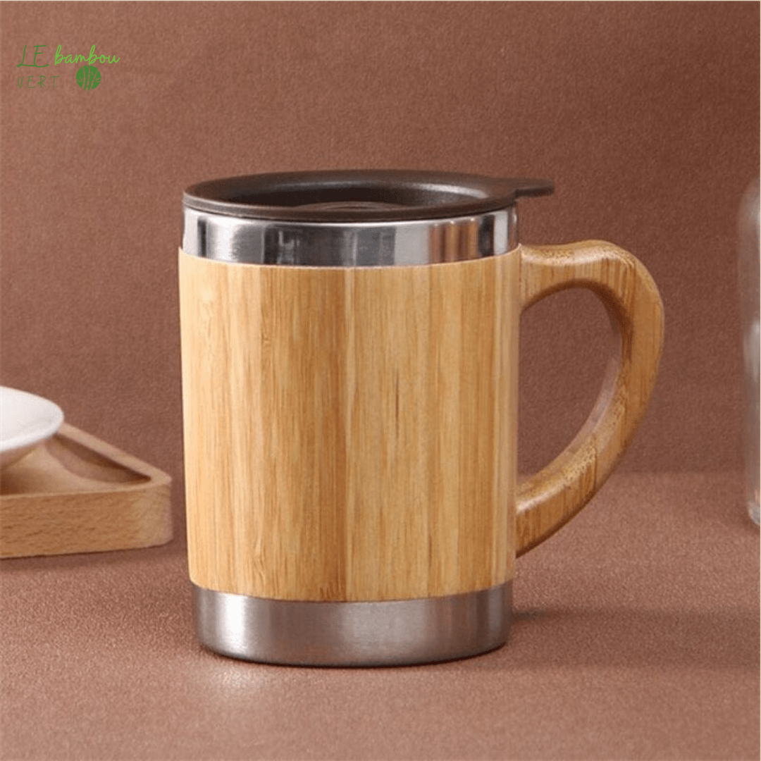 Thermos en Bambou et Acier Inoxydable Style Mug 350ml 3256804452524762-H-350ml-<500ml le bambou vert