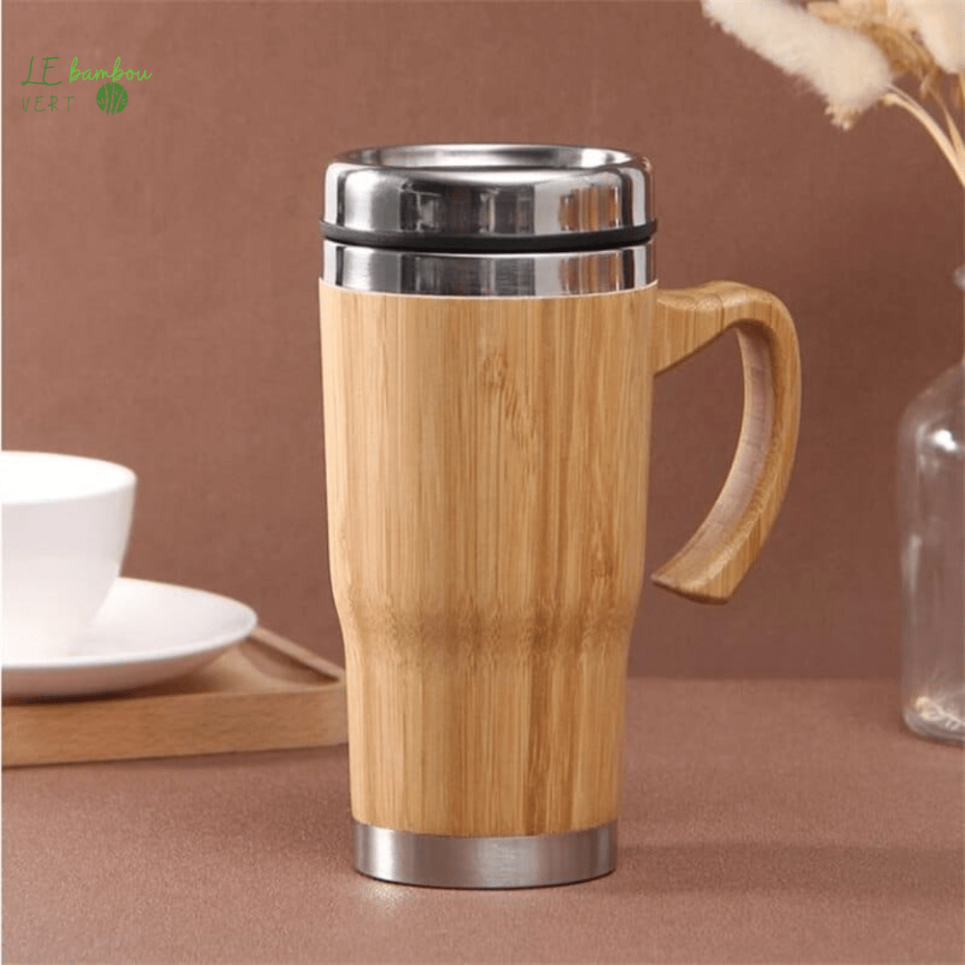 Thermos en Bambou et Acier Inoxydable Style Tasse 450ml 3256804452524762-F-450ml-<500ml le bambou vert