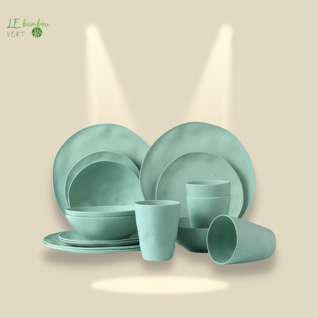 Set de 16 pièces en Fibre de Bambou vert 2255800543346341-16pcs for 4 person 2-United States le bambou vert