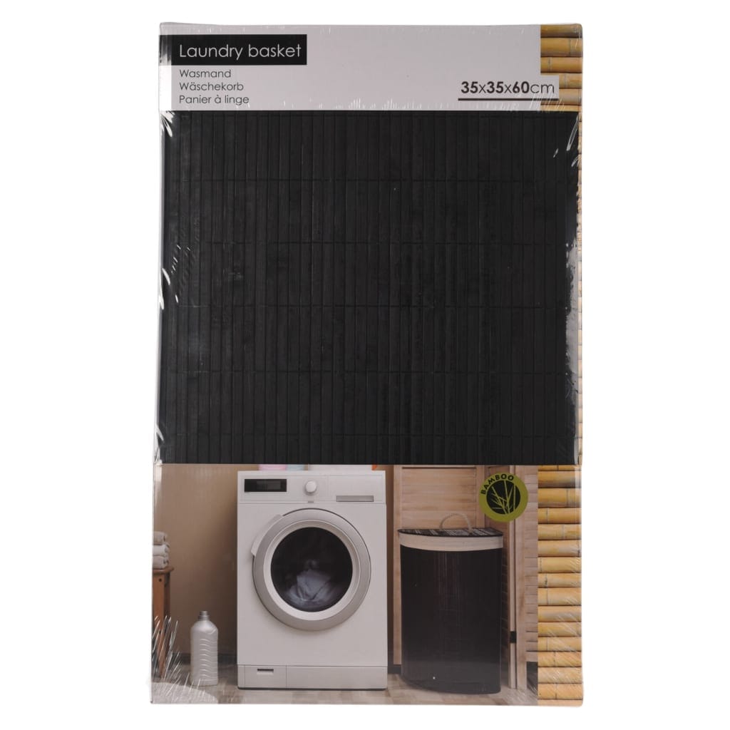 Panier à linge d'angle en Bambou Noir 443271 le bambou vert