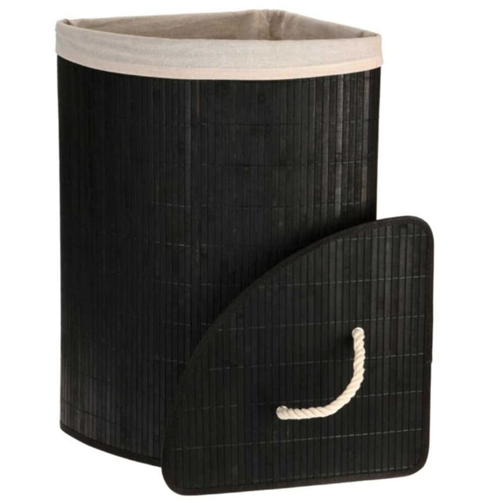 Panier à linge d'angle en Bambou Noir 443271 le bambou vert