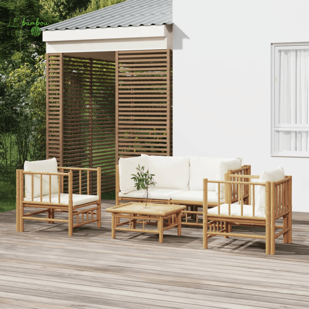 Salon de jardin en bambou 5 pcs 8720845745134 3155185 le bambou vert