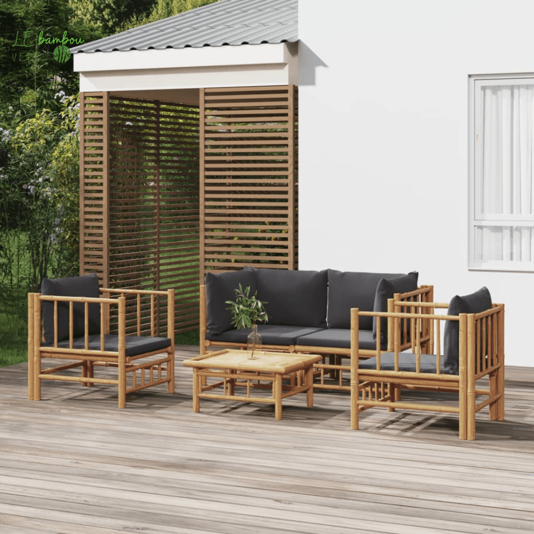 Salon de jardin en bambou 5 pcs 8720845745455 3155217 le bambou vert