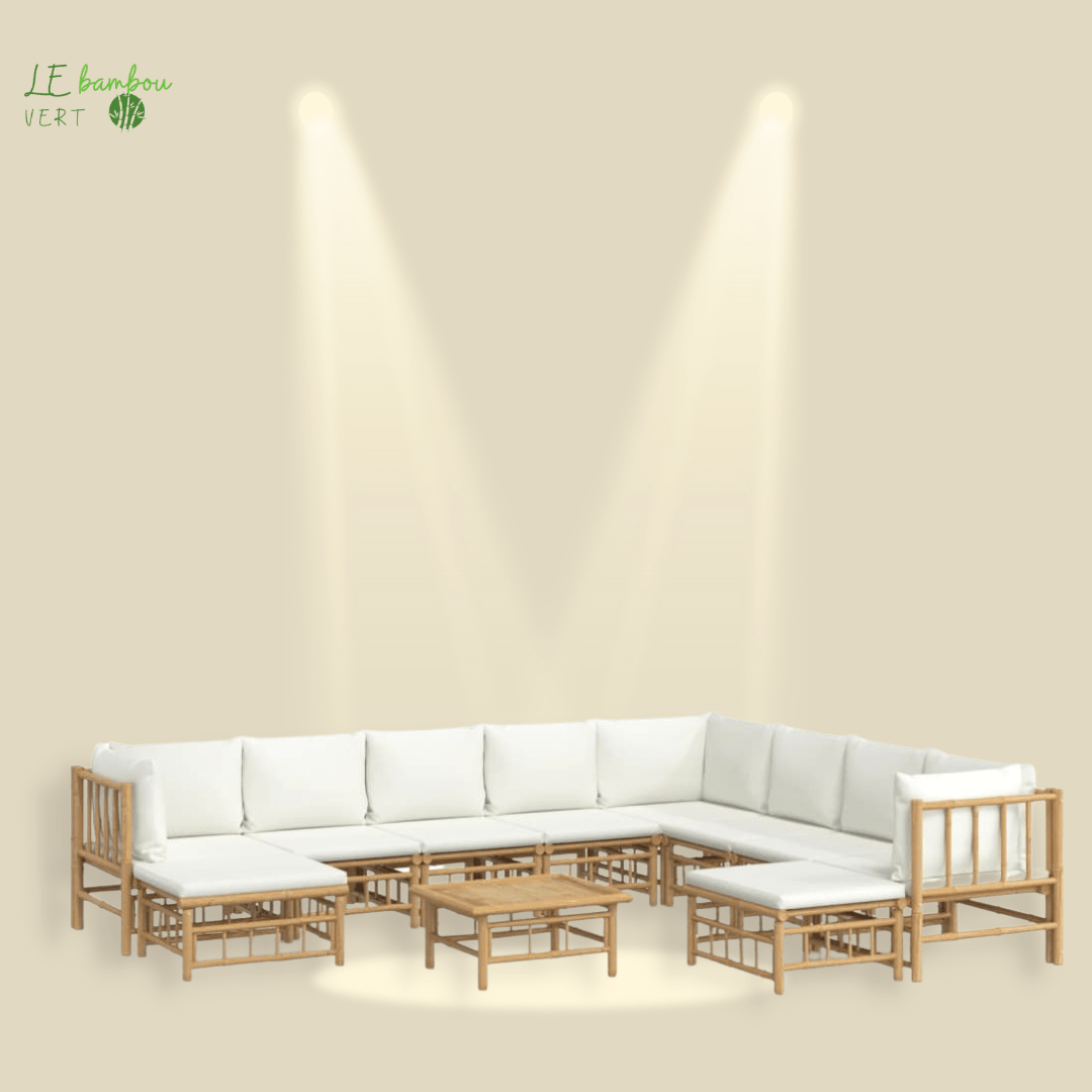 Bambou salon de jardin 11 pcs le bambou vert