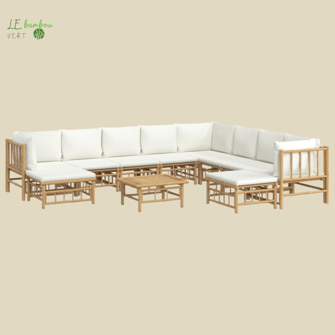 Bambou salon de jardin 11 pcs le bambou vert