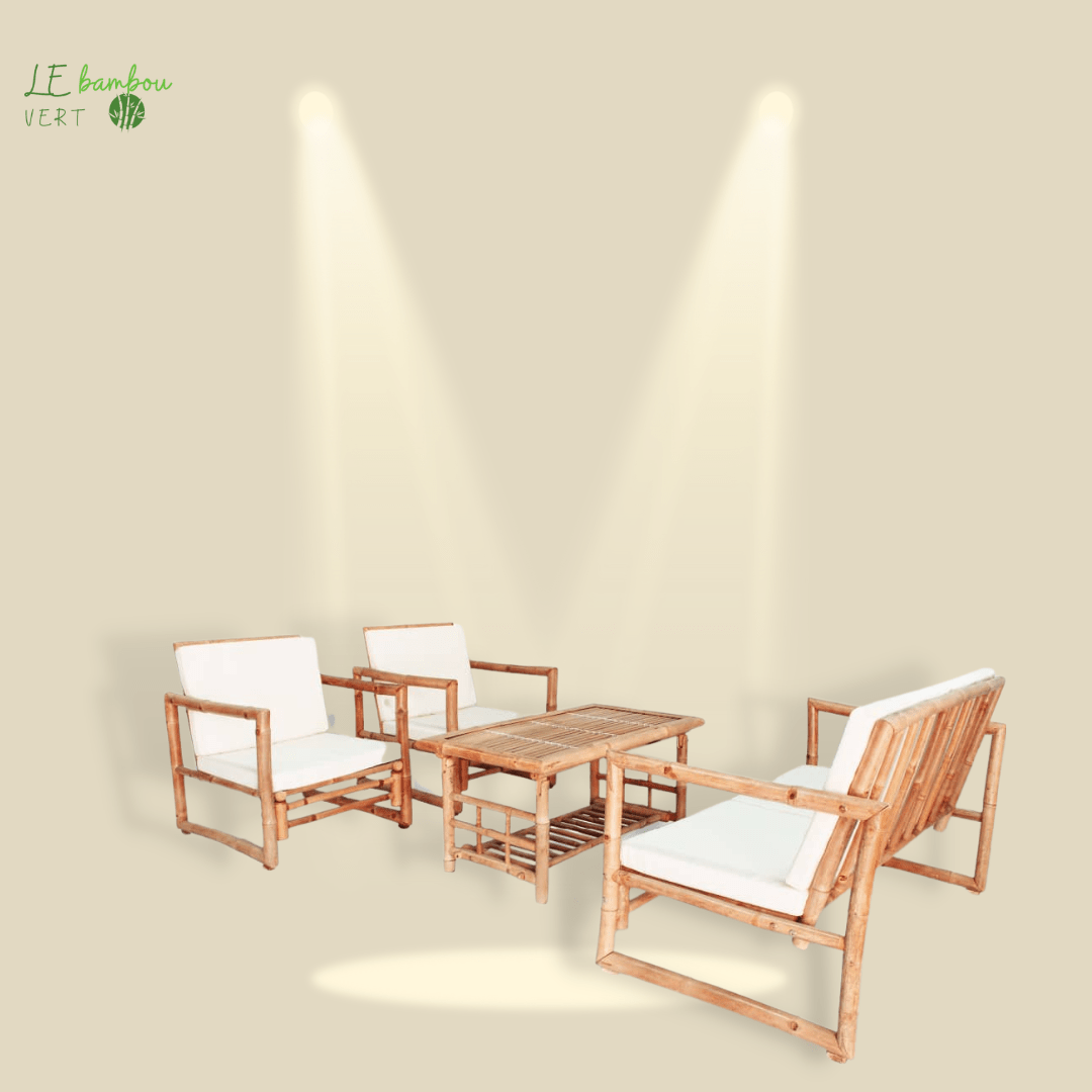 Salon de jardin en gros bambou 4 pcs le bambou vert