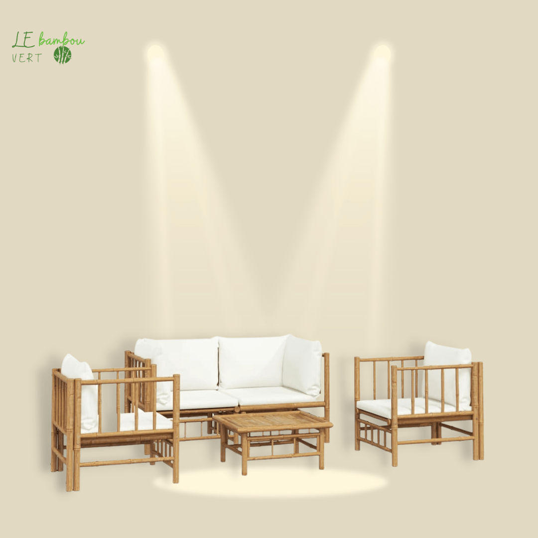 Salon de jardin en bambou 5 pcs le bambou vert