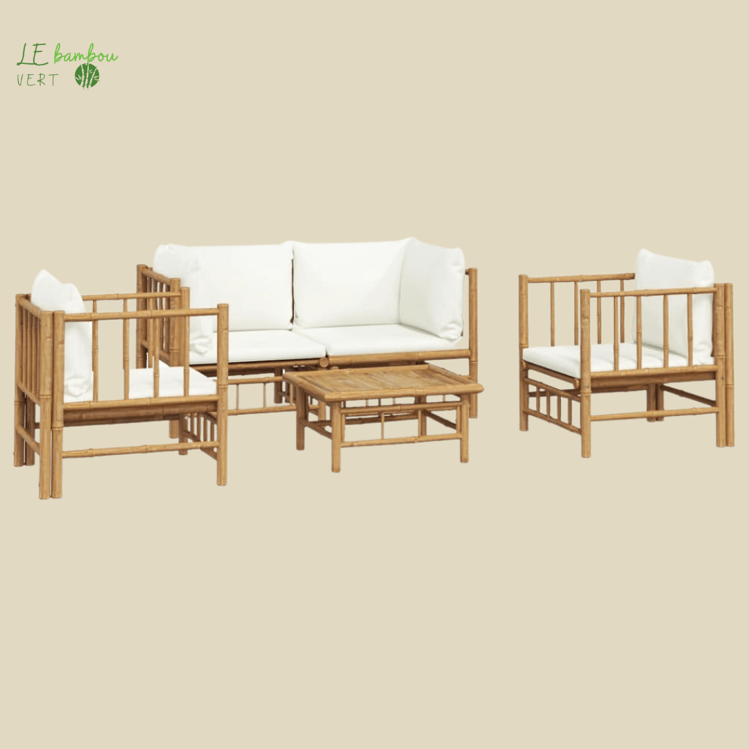 Salon de jardin en bambou 5 pcs le bambou vert