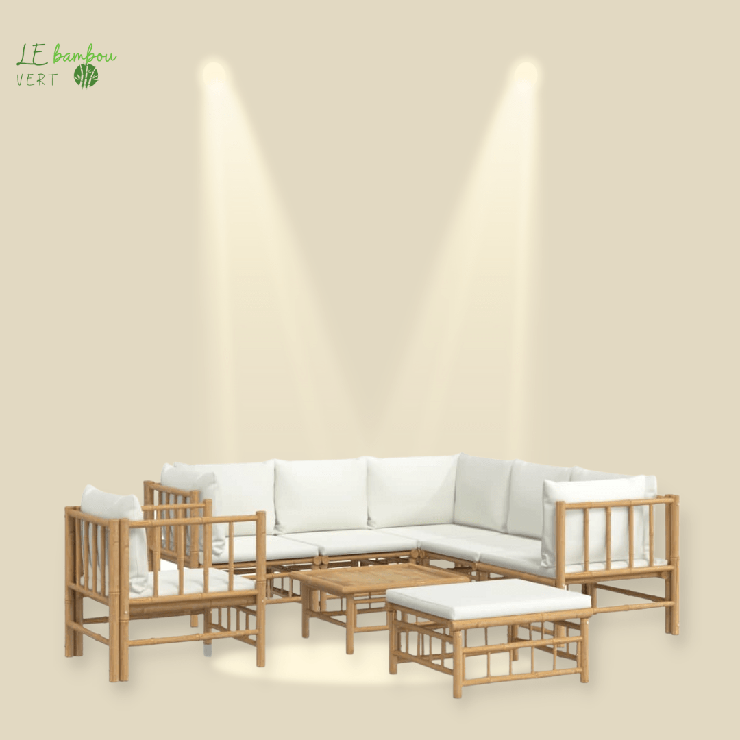 Salon de jardin en bambou naturel 8 pcs le bambou vert