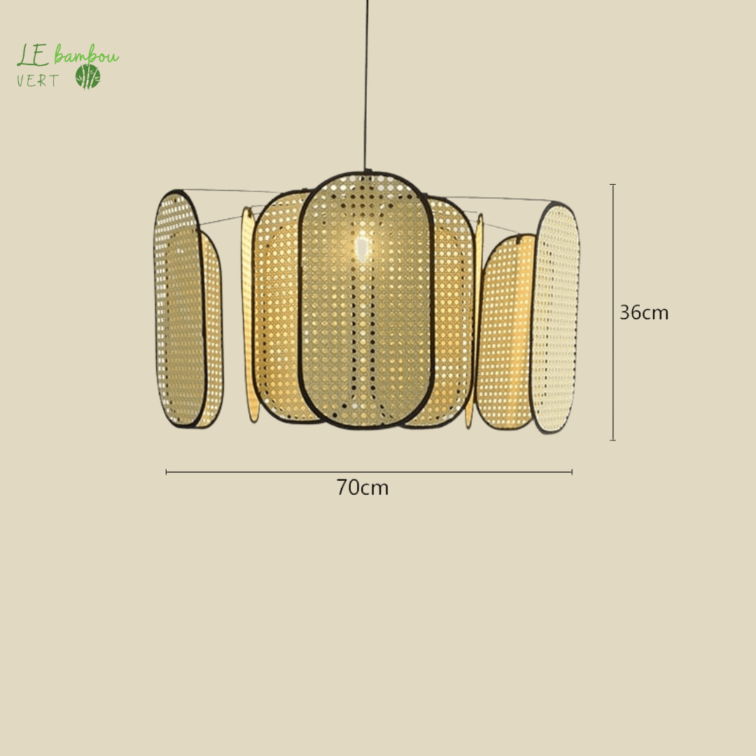 Lustre salon Bambou style Gravita 1005005530551030-C 70cmx36cm-Light bulb not inclu le bambou vert