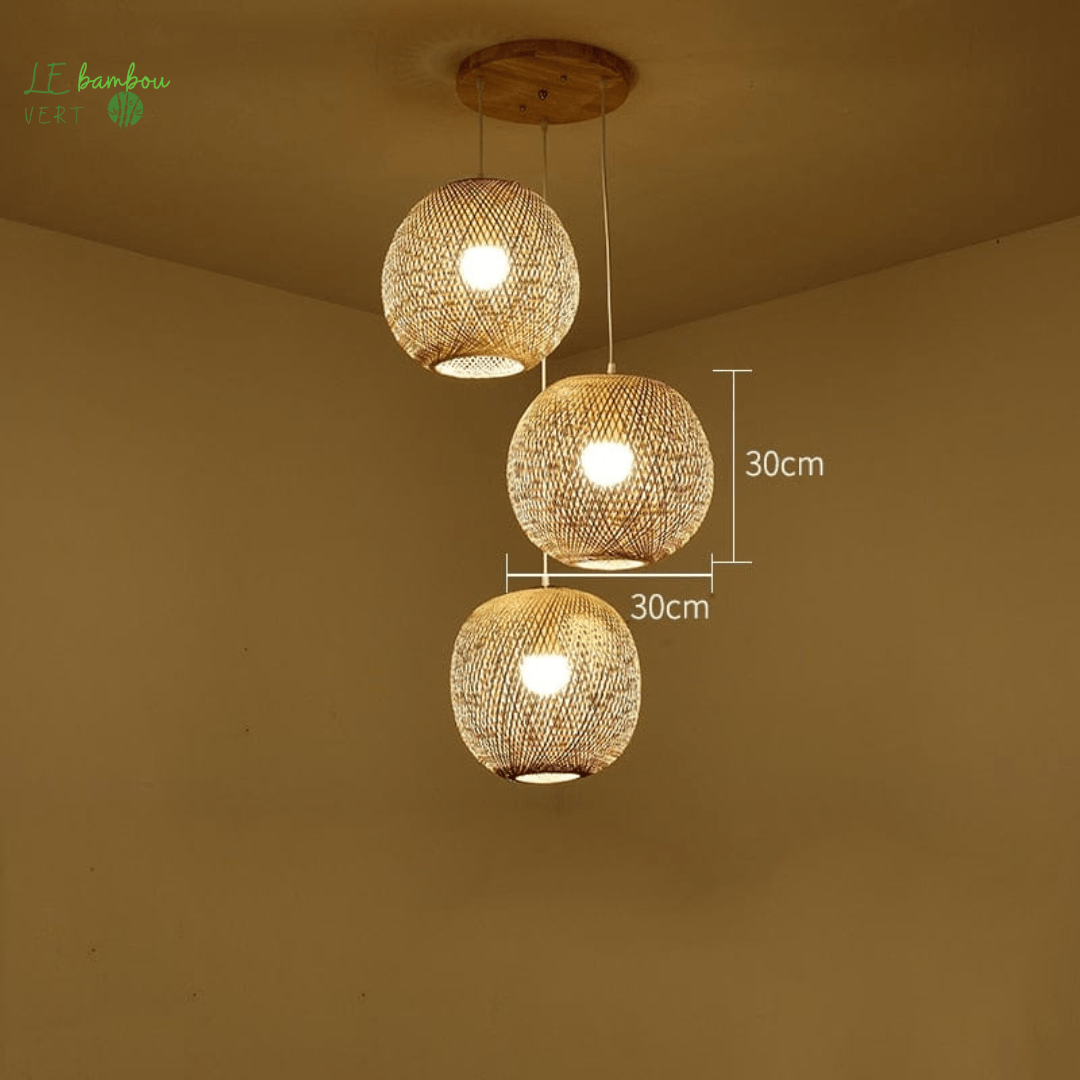 Lustre en Bambou style 3 rounds 1005004230593695-SSS le bambou vert