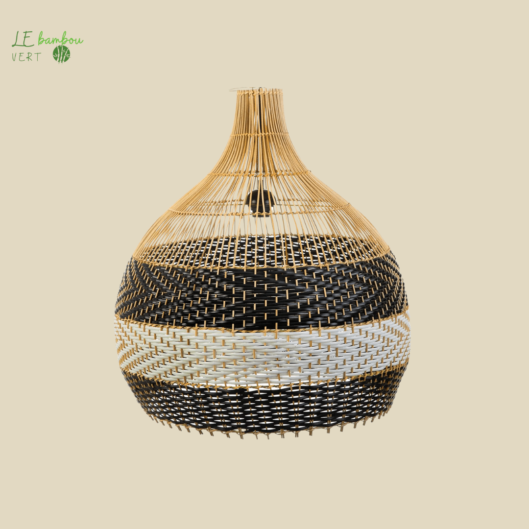 Suspension rotin Bambou Noir et Blanc 1005003103856220-Black and white-30cm le bambou vert