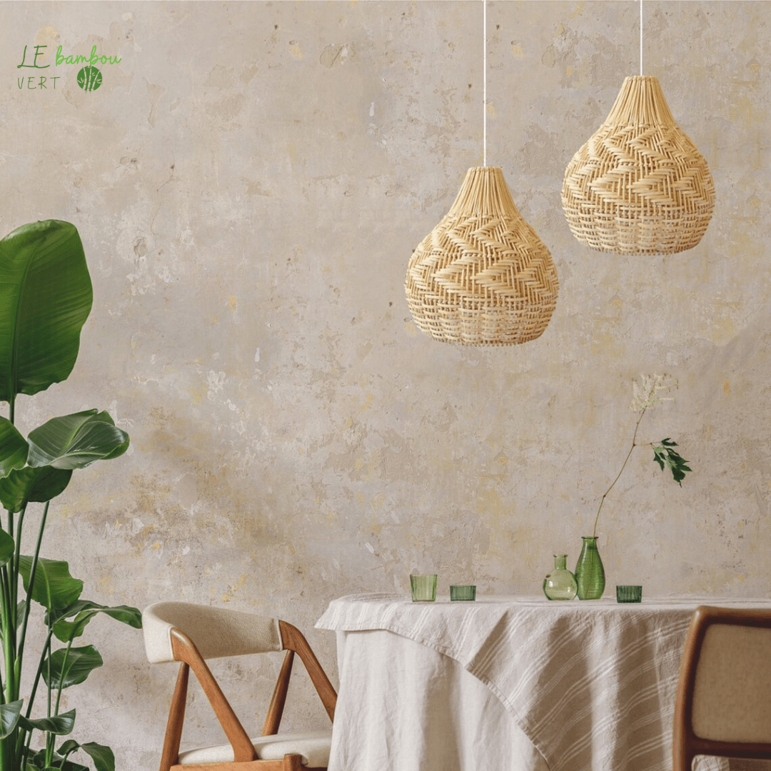 Suspension Rotin Bambou Art le bambou vert