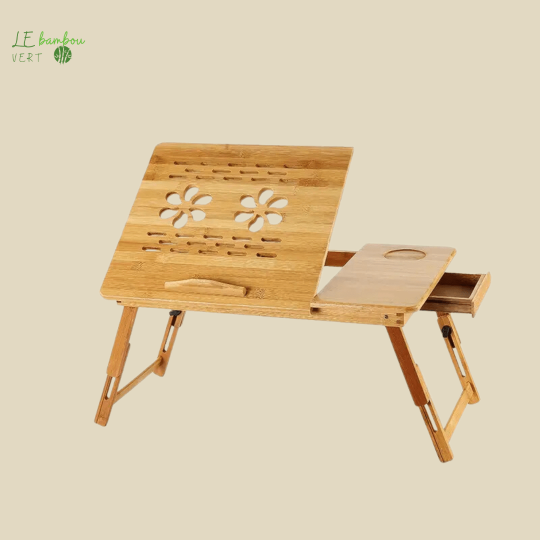 Table pliante pour ordinateur portable en bambou 601099625466949-Flower-shaped heat dissipation holes - 66*35*30cm le bambou vert