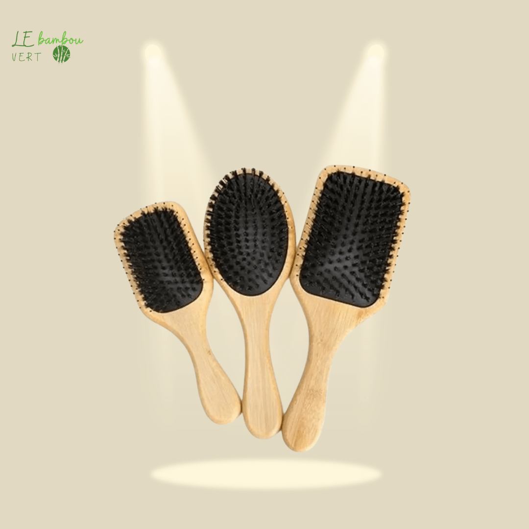 Brosse à cheveux manche en Bambou naturel Antistatique le bambou vert