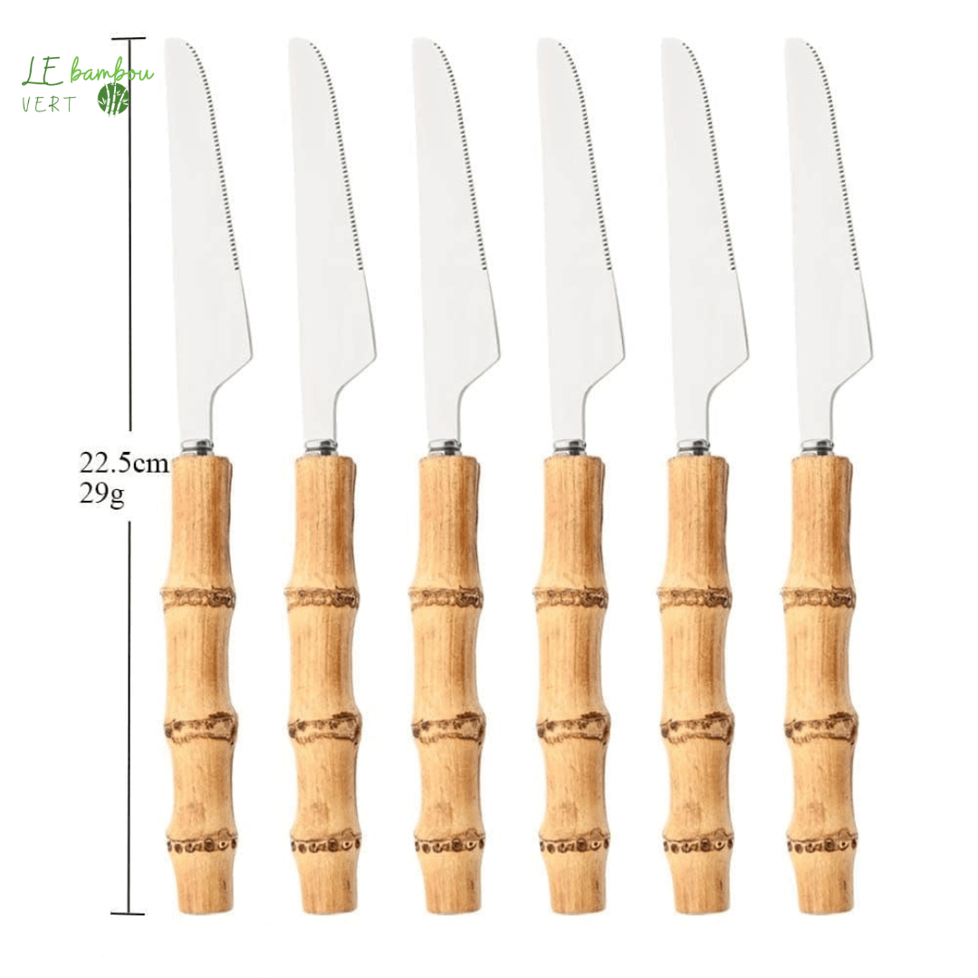 Couteaux en Bambou naturel et Acier Inoxydable Argenté 6pcs 1005003985863160-6Pcs Dinner Knife le bambou vert