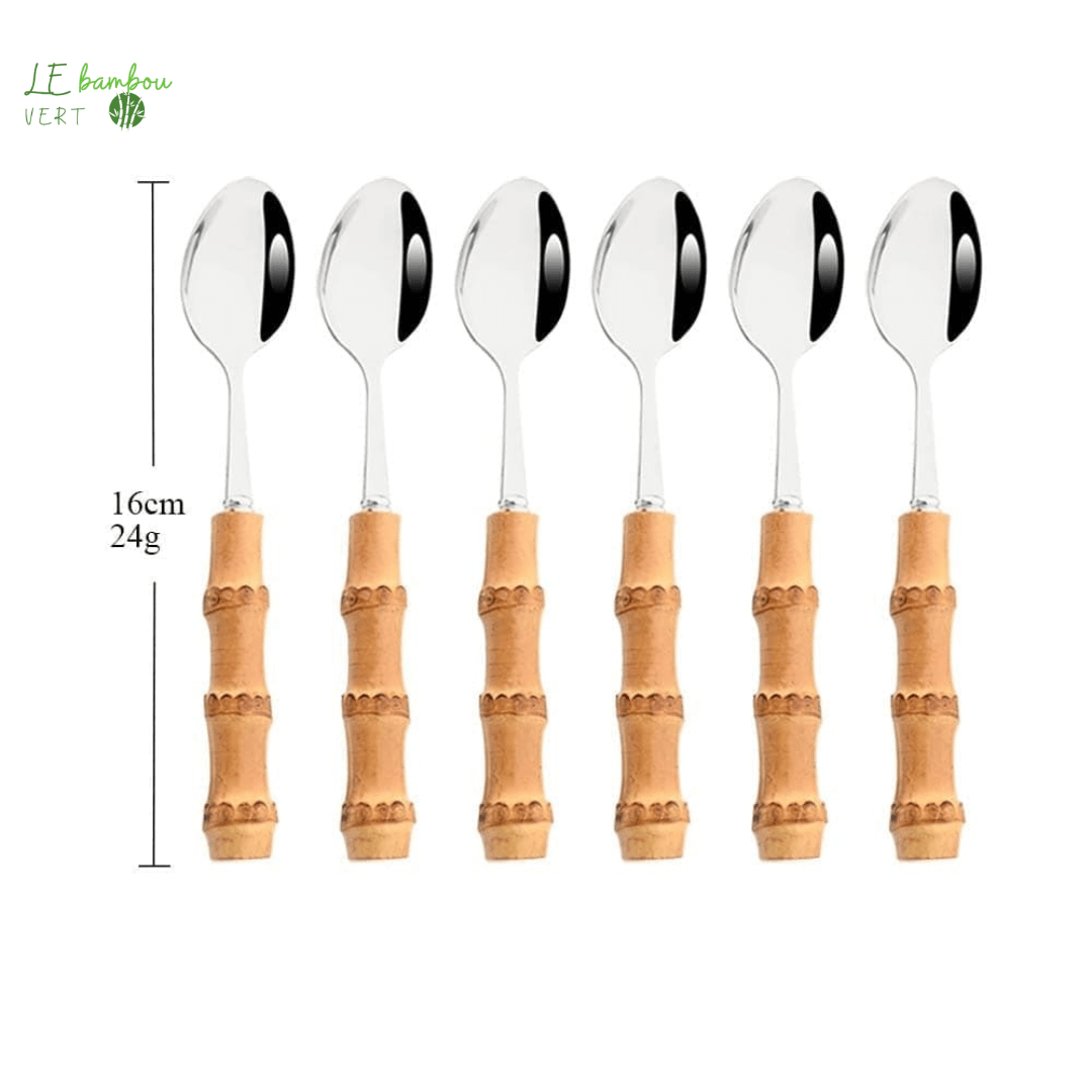 Petites cuillères en Bambou 6pcs Argenté 1005003985863160-6Pcs Teaspoon le bambou vert