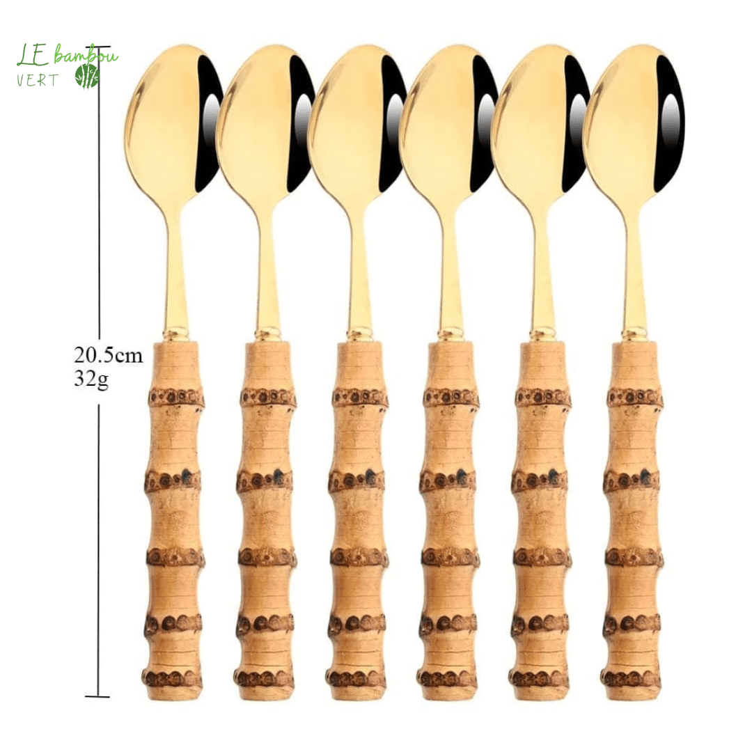 Grosses Cuillères en Bambou 6pcs Doré 1005003985863160-6Pcs Dinner Spoon 1 le bambou vert