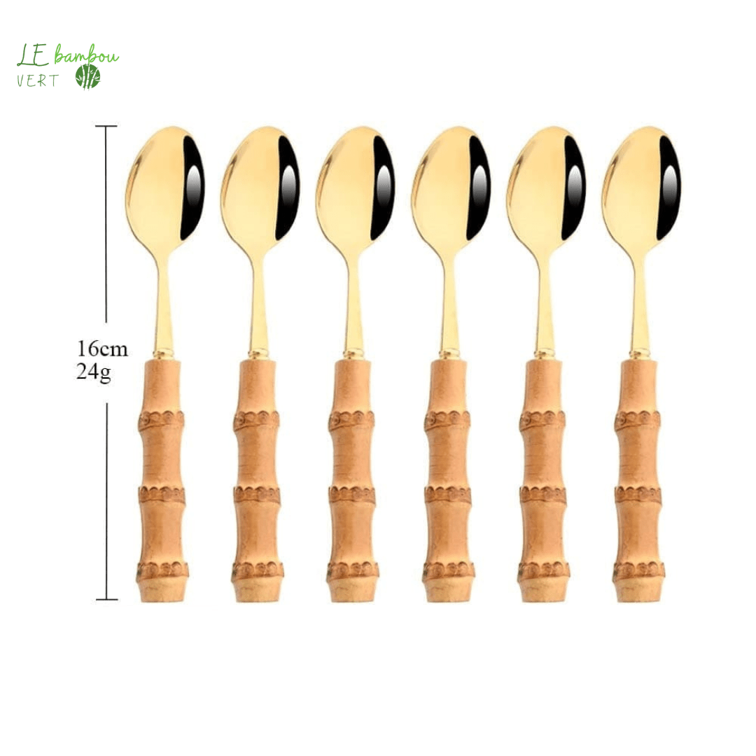 Petites cuillères en bambou 6pcs Doré 1005003985863160-6Pcs Teaspoon 1 le bambou vert