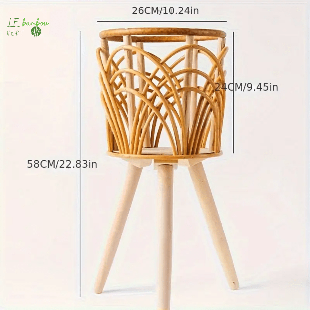 Panier à fleurs polyvalent en Rotin tressé et Bambou 601099551137668-Sector Shape (large Diameter 26*basket Height 24) le bambou vert