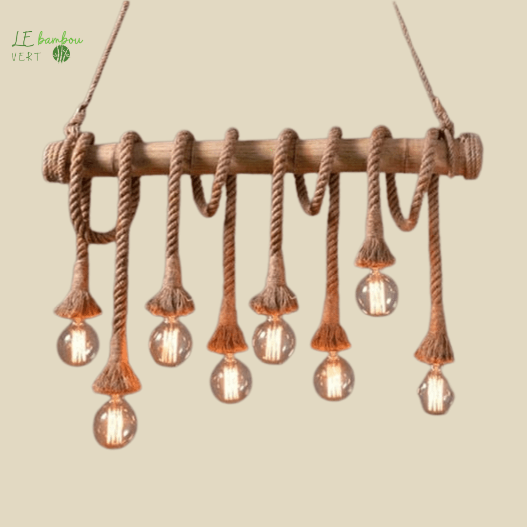 Suspension bambou chanvre style étambot 8 sources 32947500415-8 head-without bulb le bambou vert